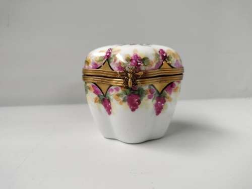 French Limoge Trinket Box Purple with Bee Clasp
