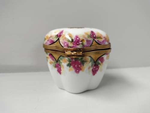 French Limoge Trinket Box Purple with Bee Clasp