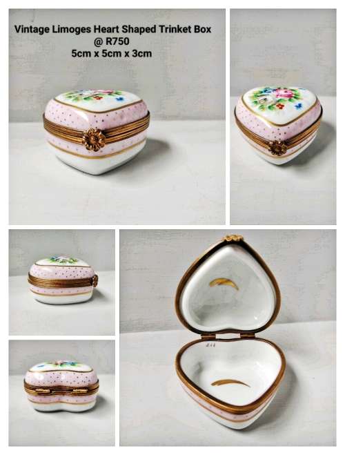 Vintage Limoge Peint Mein Heart Shaped Trinket Box