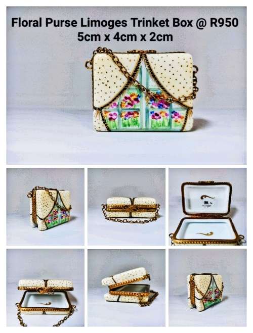 Floral Limoge Peint Mein Purse Trinket Box
