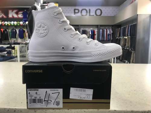 All Star Hi Leather | White Mono Converse