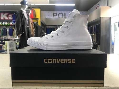 All Star Hi Leather | White Mono Converse