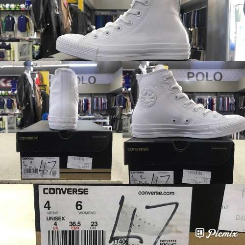 All Star Hi Leather | White Mono Converse
