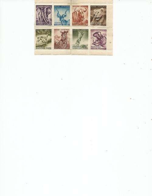 UNION SA - KRUGER NATIONAL PARK, SETENANT BLOCK OF 8 ANIMALS - FINE MINT