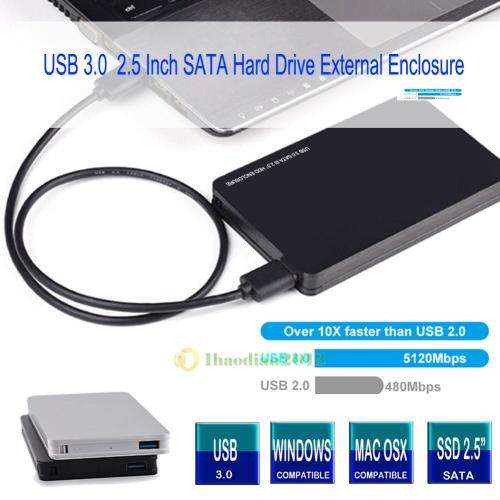 4TB USB 3.0 SATA External 2.5" HD HDD SSD Hard Drive Enclosure Disk Shell Box