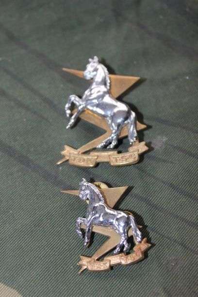 South African T.D.K. Technical Servicers Corps, bi/m cap badge worn post 1960 & collar badge