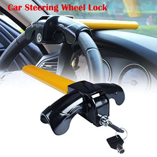 Armored Bar Car Steering Wheel Lock - Yellow & Black