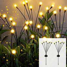 ****SET OF 2 ****SOLAR POWERED GARDEN FIREFLY LIGHTS 6 LED