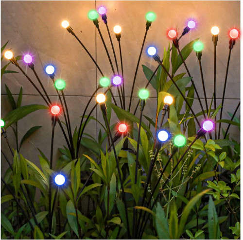 ****SET OF 2 ****SOLAR POWERED GARDEN FIREFLY LIGHTS 6 LED