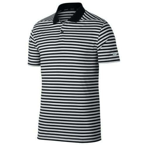 *Retail R1100* Nike Dry Victory Stripe Polo Black/white Shirt Medium