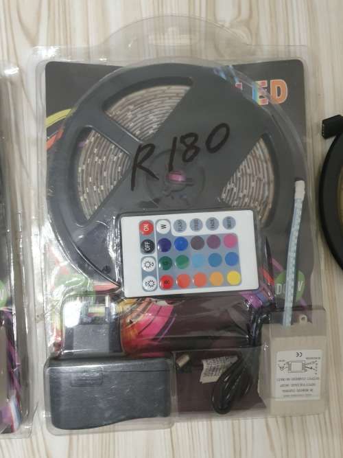 2 X (5M RGB LED STRIPS WITH REMOTES AND ADAPTERS) PLUS 1 X (5M RGB LED STRIP ROLL )