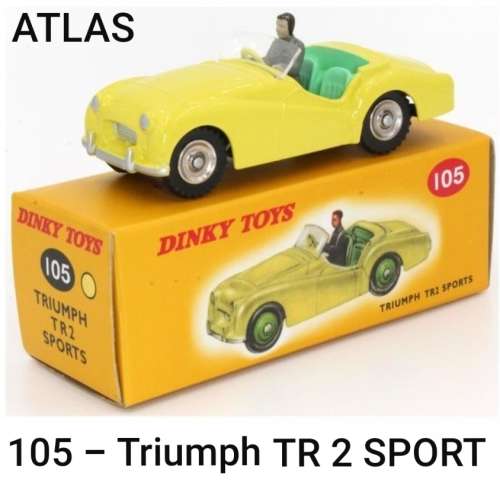 Atlas Dinky Toys - Triumph TR2 Sport - Yellow - RARE !!!