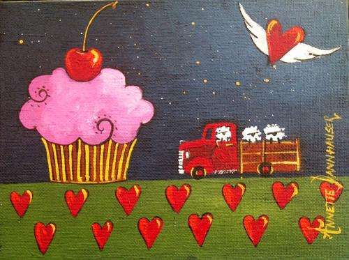 Cupcake6 150mmx200mm by Annette Dannhauser on canvas board