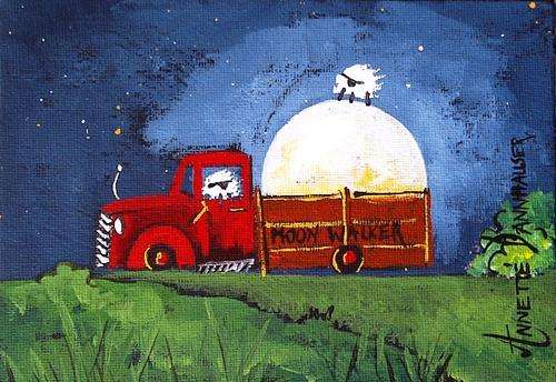 AD1473 Moon walk by Annette Dannhauser 130mmx180mm on canvas board