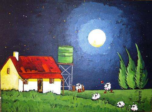 AD1470 Catch! by Annette Dannhauser 230mmx300mm on canvas board