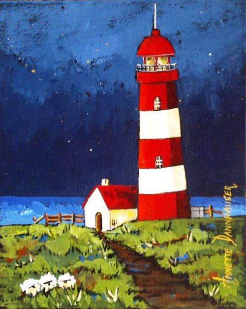 AD1502 Lighthouse(16) by Annette Dannhauser 200mmx255mm on canvas board