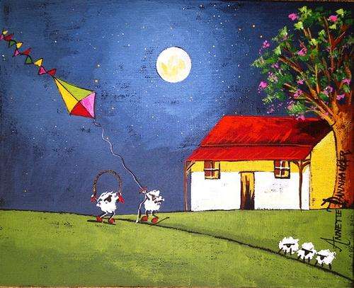 AD1603 Fun & Games by Annette Dannhauser 205mmx255mm on canvas board