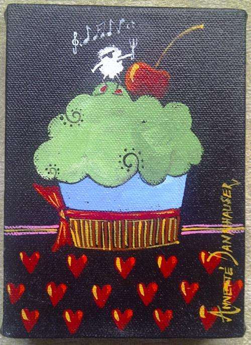 AD1611 Green Cupcake by Annette Dannhauser 130mmx180mm