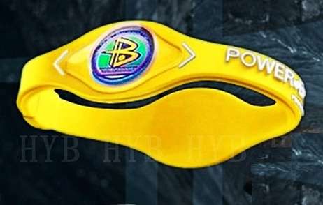 POWERBALANCE SILICONE WRISTBAND (Large: Yellow with White lettering)