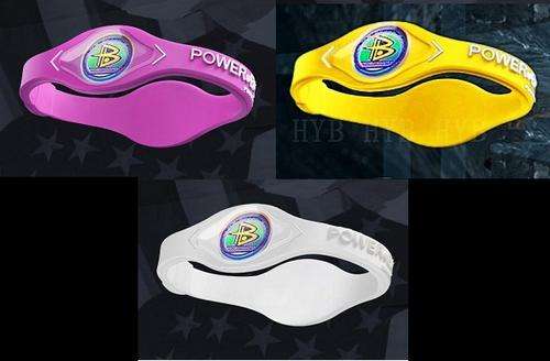 3 x POWERBALANCE SILICONE WRISTBAND BUNDLE  (Large: Yellow, Pink, White) )