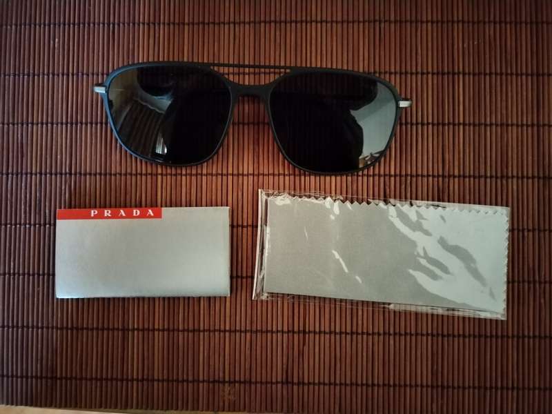 ORIGINAL PRADA LINEA ROSSI BLACK GUN METAL SUNGLASSES