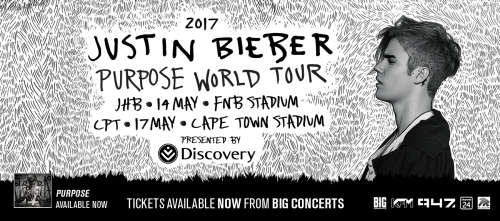 4 x Justin Bieber Concert tickets  FNB stadium