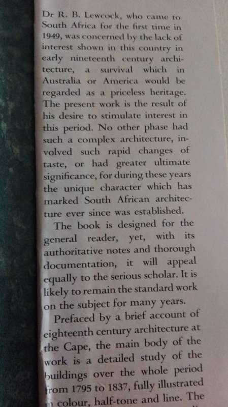 EARLY NINETEENTH CENTURY ARCHITECTURE in SOUTH AFRICA by RONALD LEWCOCK