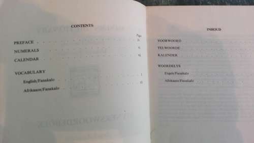 MINERS' DICTIONARY WOORDEBOEK VIR MYNWERKERS English Fanakalo Afrikaans Fanakalo