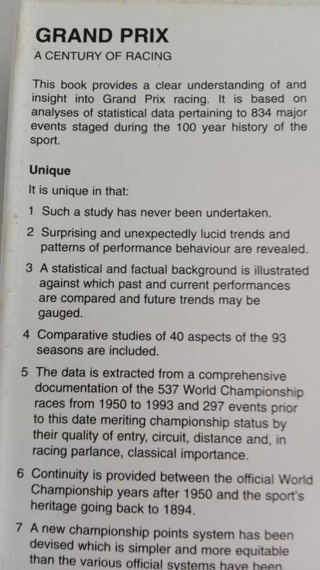 GRAND PRIX A Century of Racing by Patrick O'Brien AA Racing Kyalami :Motor Racing History Statistics