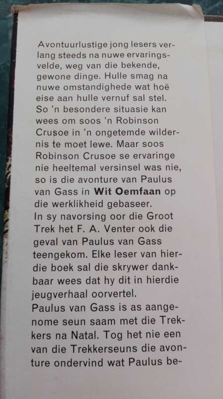 Twee Boeke / Two Books:  F A VENTER  ; WIT OEMFAAN en DIE GEHEIM VAN DIE BERG