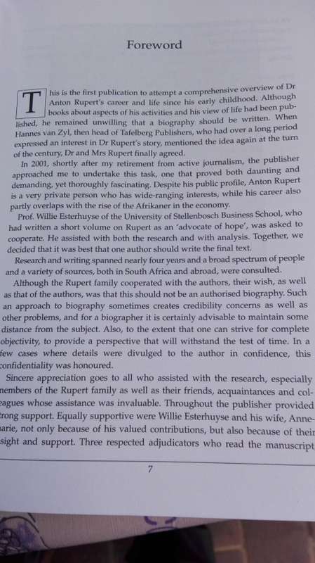 ANTON RUPERT A Biography EBBE DOMMISSE and Willie Esterhuyse
