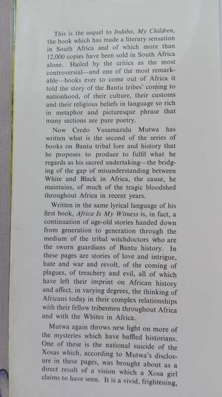 AFRICA IS MY WITNESS VUSAMAZULU C MUTWA ( Sequal to Indaba my Children )