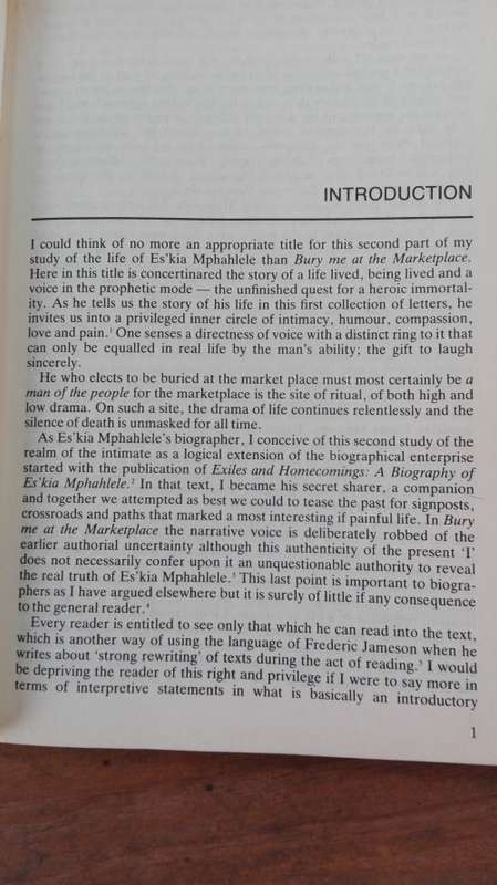 BURY ME AT THE MARKETPLACE Selected Letters of Es'kia Mphahlele N CHABANI MANGANYI