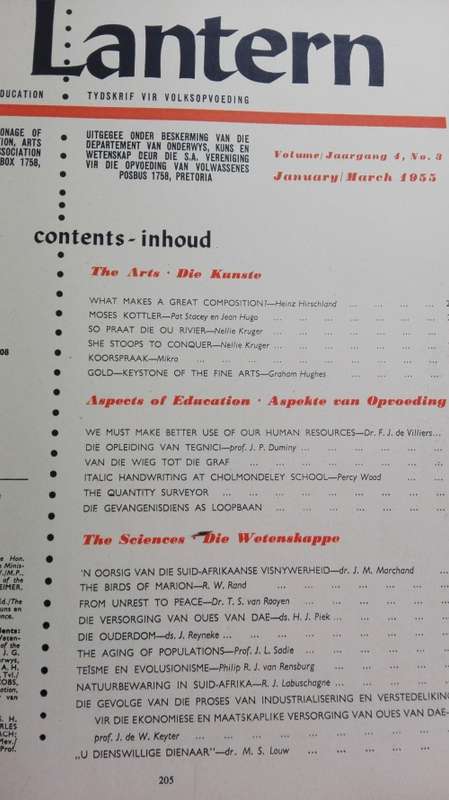 LANTERN MAGAZINE Volume 4 No 3 Jan-Mar 1955 ( article on Our National Parks  Ons Nationale Parke )