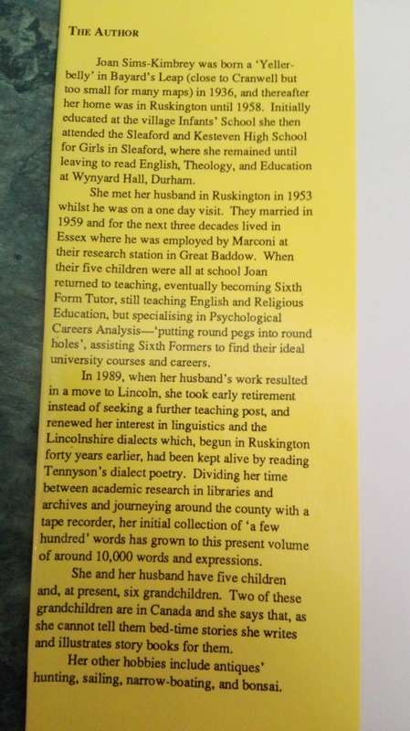 A LINCOLNSHIRE DIALECT DICTIONARY J M Sims-Kimbrey The Talk of Lincolnshire Wodds and Doggerybaw