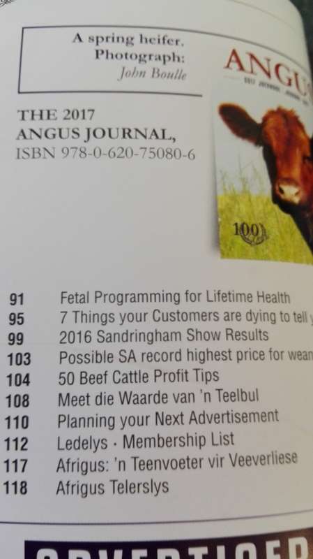 ANGUS 2017 JOERNAAL / JOURNAL 100 YEARS  includes 2017 Breed Review