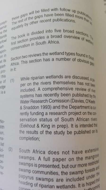 WETLANDS OF SOUTH AFRICA Editor G I COWAN