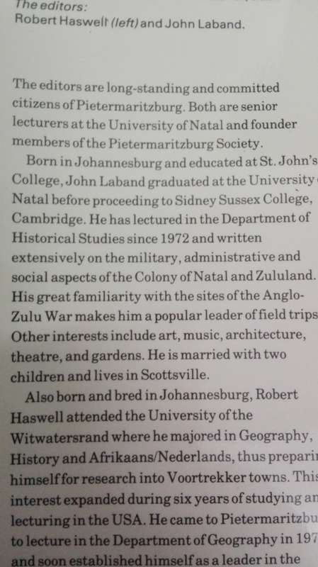 PIETERMARITZBURG 1838 -1988 Edited by J LABAND and R HASWELL