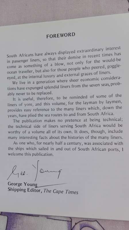 IN SOUTH AFRICAN WATERS Passenger Liners Since 1930 David Hughes & Peter Humphries incl Union Castle