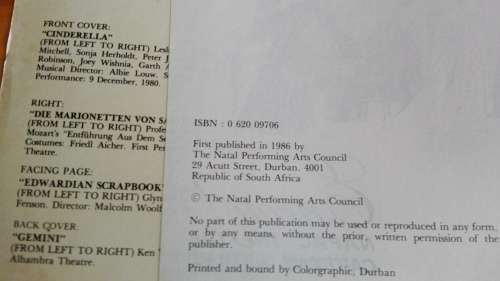 ENCORE ! NAPAC THEATRE CARTOONS by LEYDEN ( Natal Performing Arts Council 1986 )