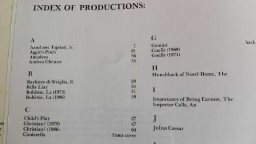 ENCORE ! NAPAC THEATRE CARTOONS by LEYDEN ( Natal Performing Arts Council 1986 )