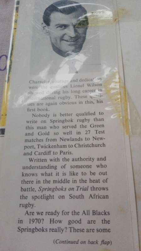 LIONEL WILSON SPRINGBOKS ON TRIAL  ( Rugby ) ( 1968 )