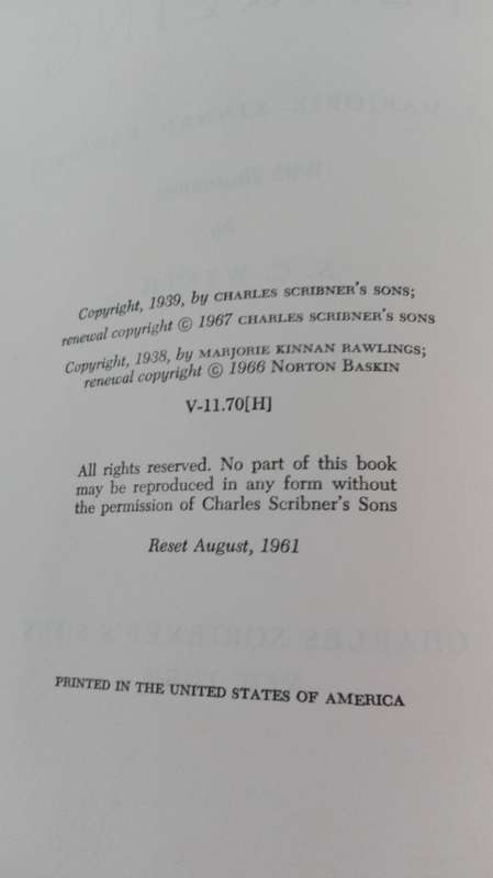THE YEARLING  by MARJORIE KINNAN RAWLINGS Hardcover Reset August 1961