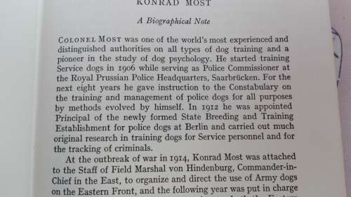 TRAINING DOGS A MANUAL Colonel KONRAD MOST (Hardcover ;  Illustrated )