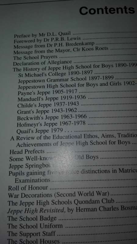 A HISTORY OF JEPPE HIGH SCHOOL FOR BOYS 1890 - 1990