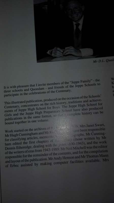 A HISTORY OF JEPPE HIGH SCHOOL FOR BOYS 1890 - 1990