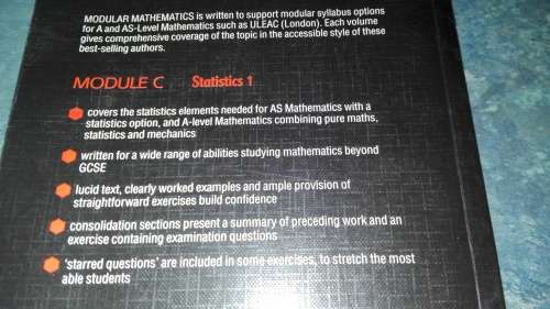 MODULAR MATHEMATICS MODULE C STATISTICS 1 L BOSTOCK and S CHANDLER