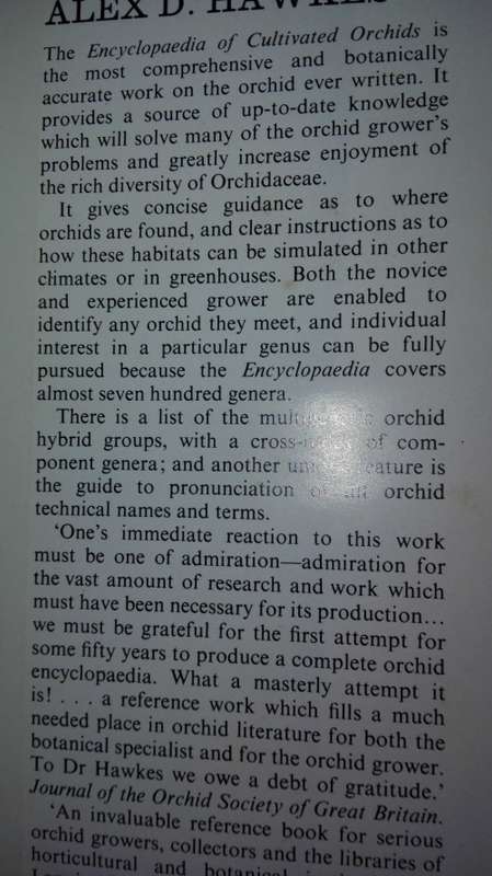ENCYCLOPAEDIA OF CULTIVATED ORCHIDS ALEX D HAWKES