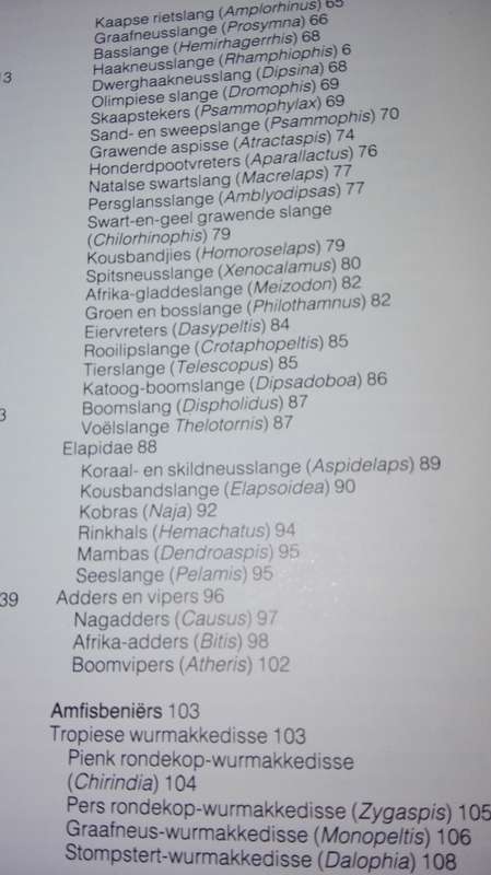 BILL BRANCH se VELDGIDS tot die SLANGE  en ander REPTIELE VAN SUIDER AFRIKA