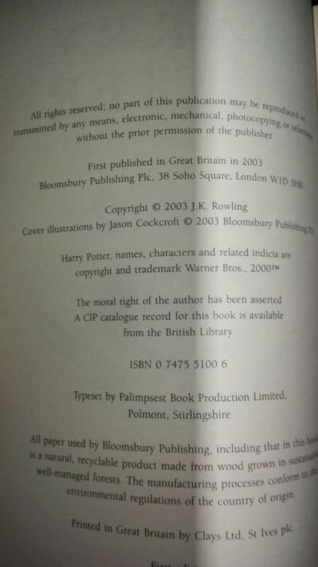 2 HARRY POTTER  Books ; The Order of the Phoenix plus Harry Potter and the Half Blood Prince